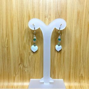 Mother of Pearl heart Earrings with petite Swarovski Crystals